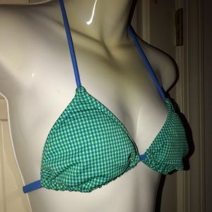 Bikini top blue and green check